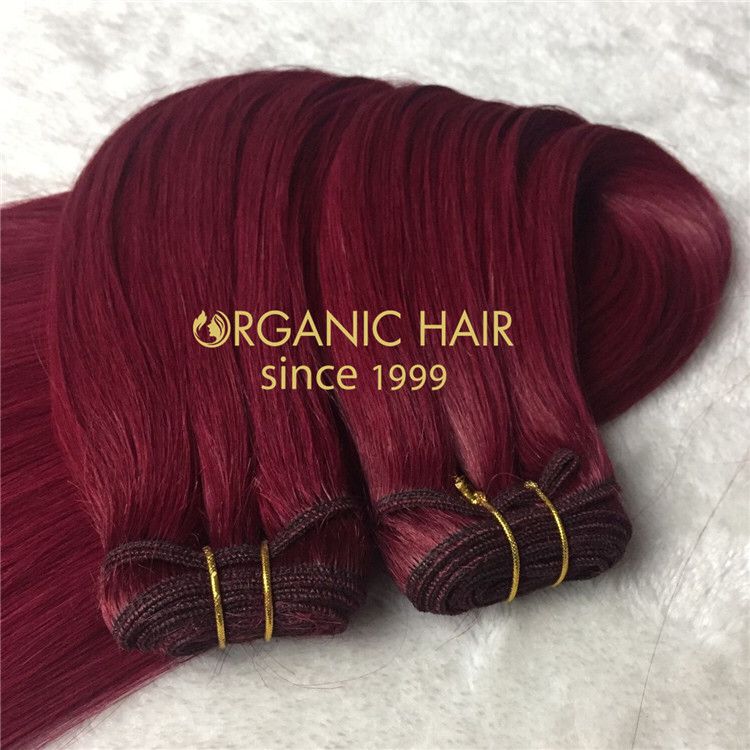 Human best hair machine weave Burg color X129